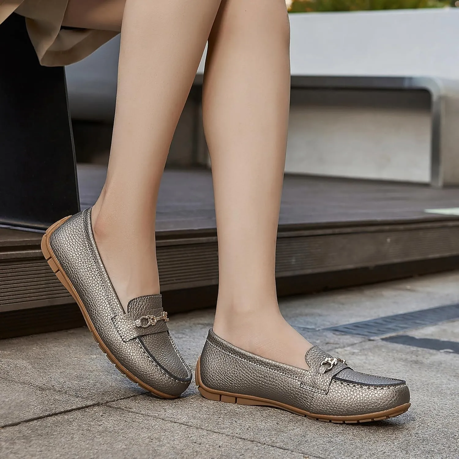 Women's Comfortable & Lightweight Leather Loafers Slip-Ons Driving Mocs Walking Shoes Cute Business Casual Dress Shoes Work Flats for Women