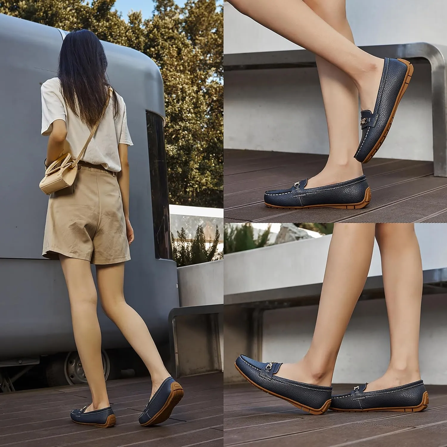 Women's Comfortable & Lightweight Leather Loafers Slip-Ons Driving Mocs Walking Shoes Cute Business Casual Dress Shoes Work Flats for Women