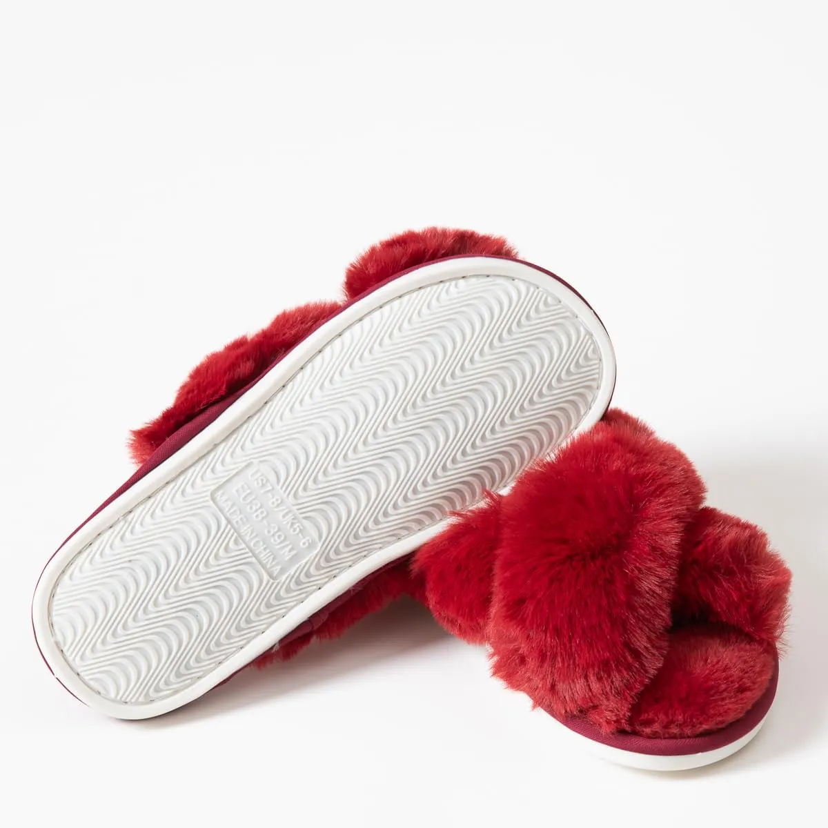 Women's Cross Band Fuzzy Slippers Fluffy Open Toe House Slippers