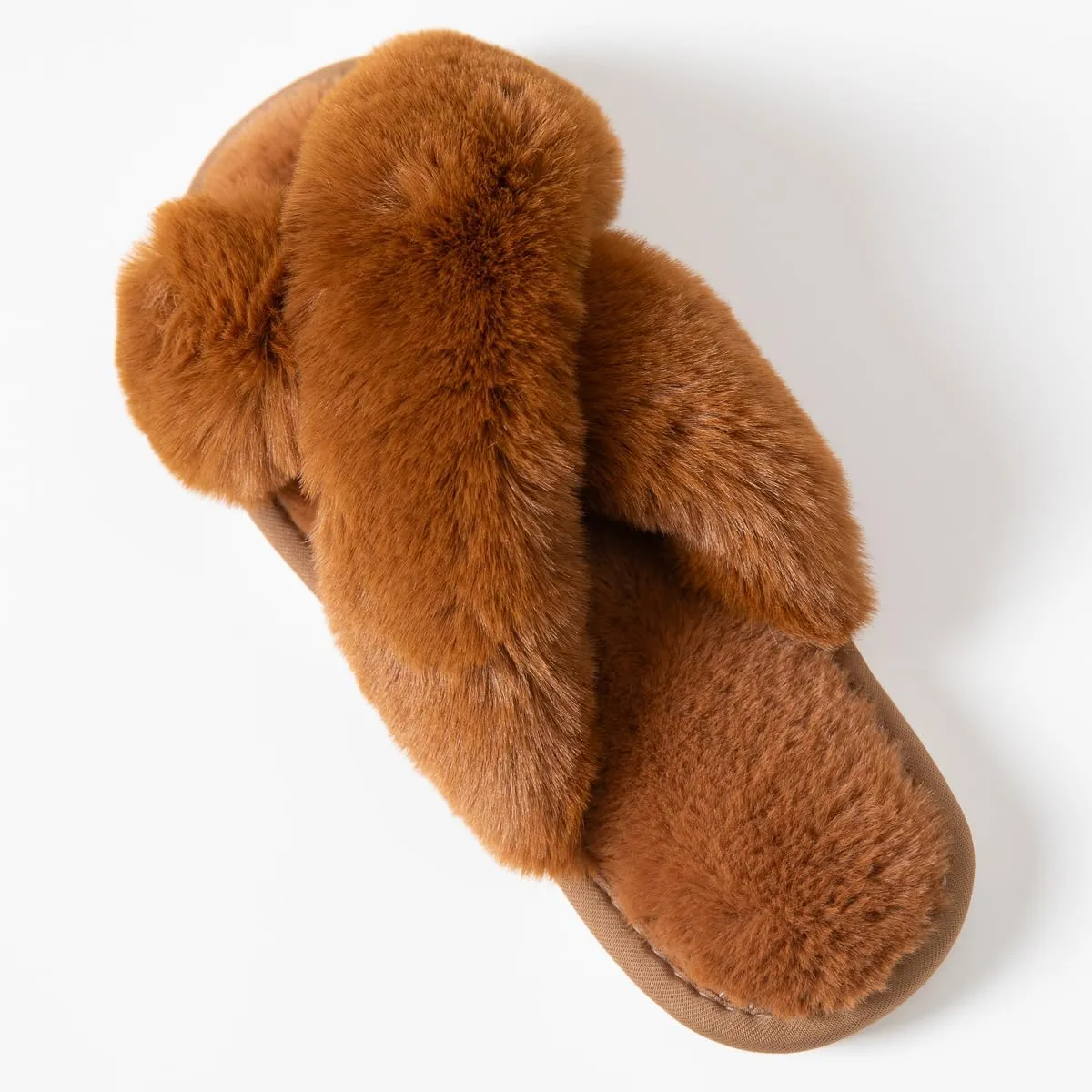 Women's Cross Band Fuzzy Slippers Fluffy Open Toe House Slippers