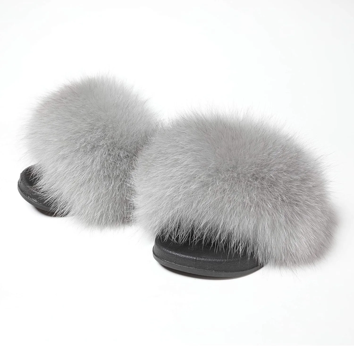 Women's Furry Slides Faux Fur Slides Fuzzy Slippers Fluffy Sandals Outdoor Indoor