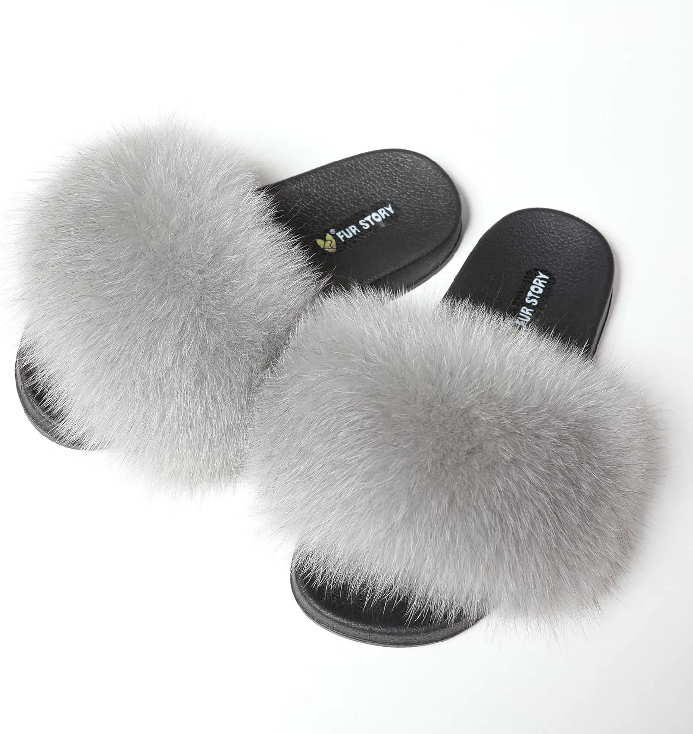 Women's Furry Slides Faux Fur Slides Fuzzy Slippers Fluffy Sandals Outdoor Indoor
