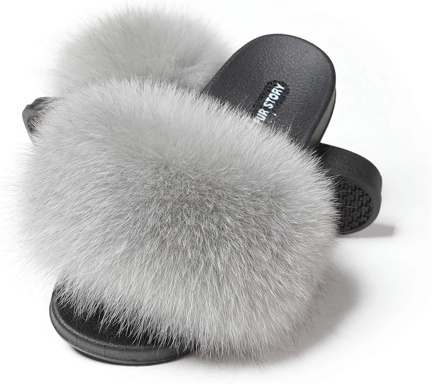 Women's Furry Slides Faux Fur Slides Fuzzy Slippers Fluffy Sandals Outdoor Indoor