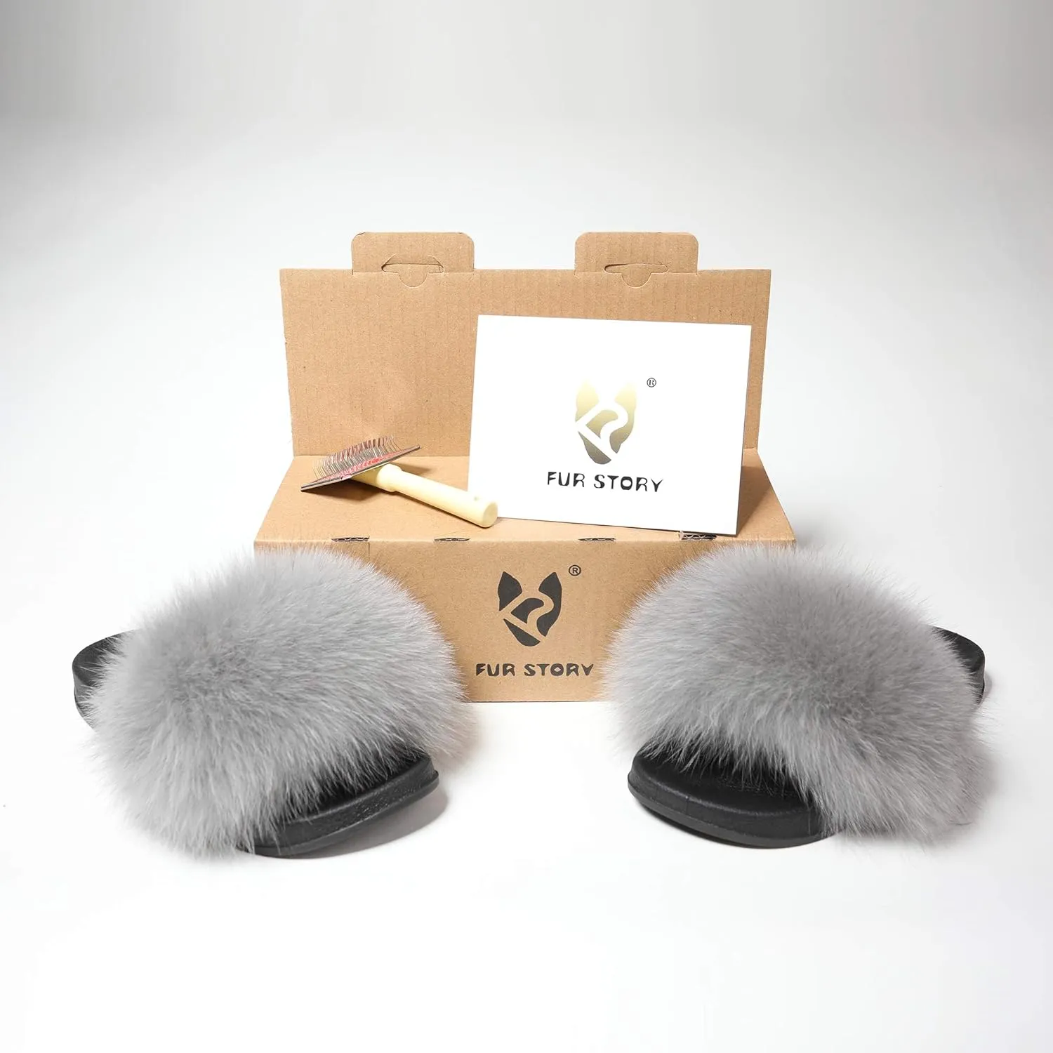 Women's Furry Slides Faux Fur Slides Fuzzy Slippers Fluffy Sandals Outdoor Indoor
