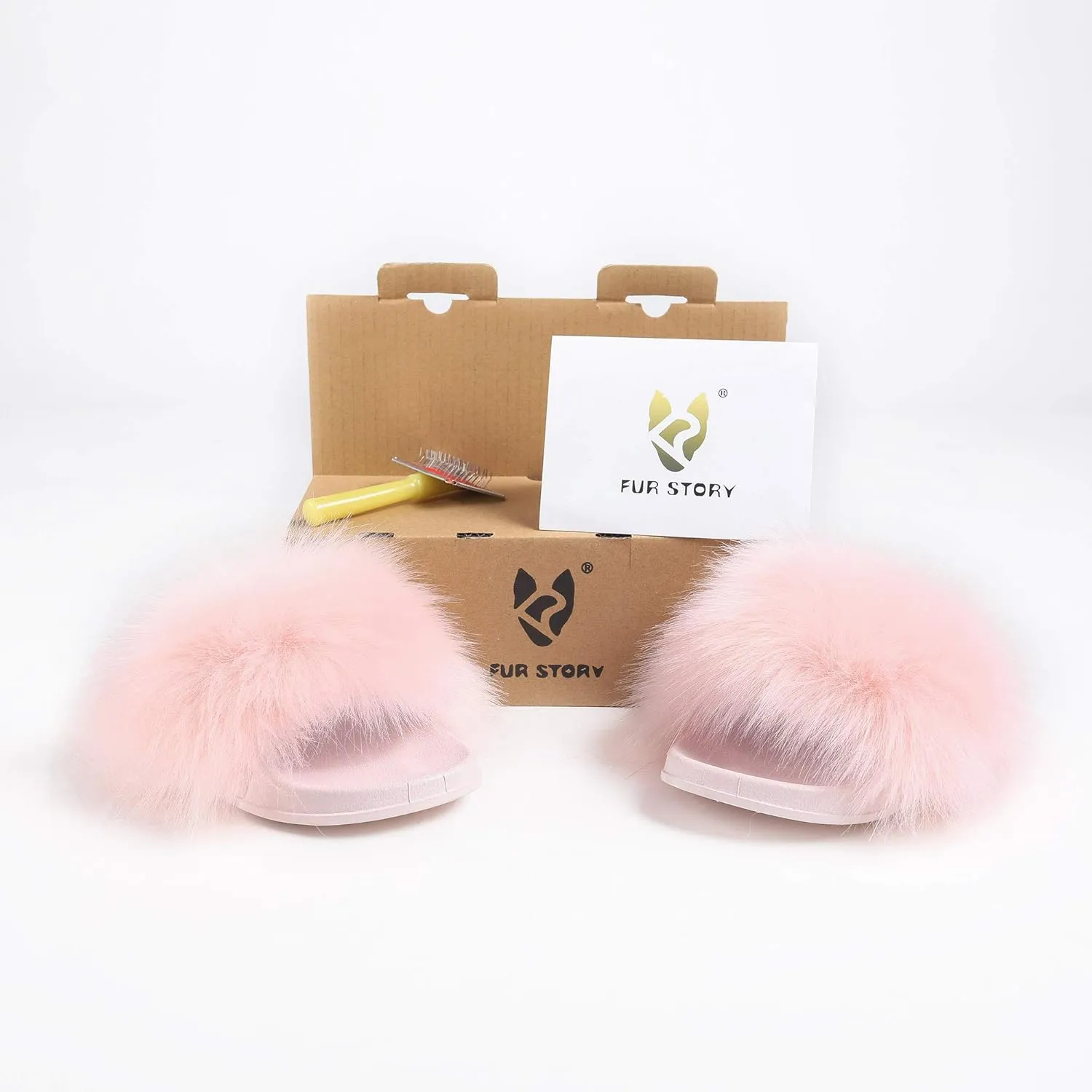 Women's Furry Slides Faux Fur Slides Fuzzy Slippers Fluffy Sandals Outdoor Indoor