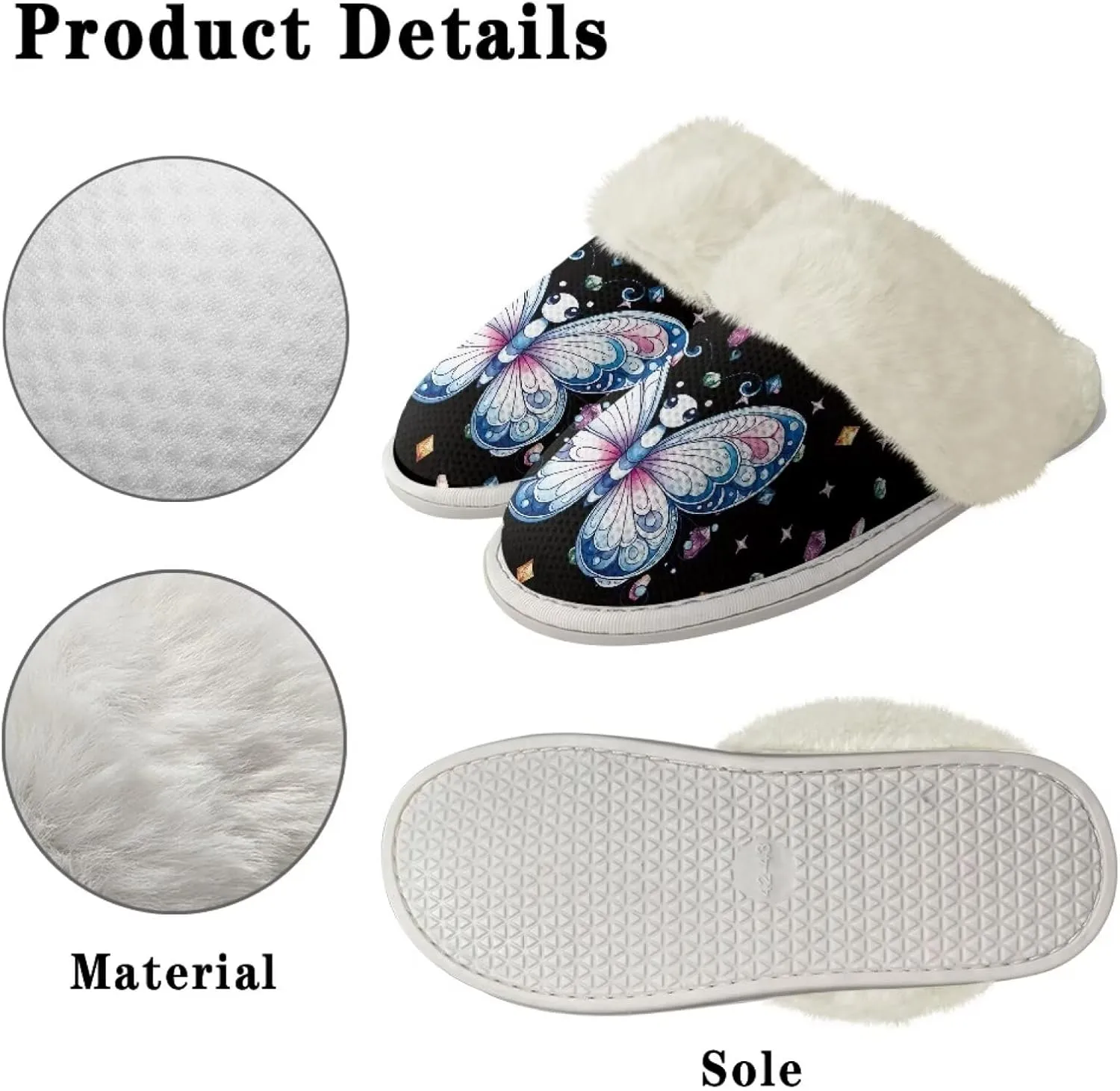 Women's Fuzzy Slippers Cozy Soft Indoor House Shoes with Anti-Skid Sole, Memory Foam Slippers Mens Slip On Shoes