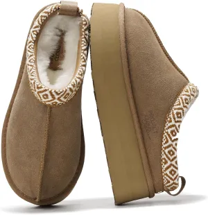 Women's Genuine Leather Platform Slippers - Memory Foam, Non-Slip Clogs by Project Cloud