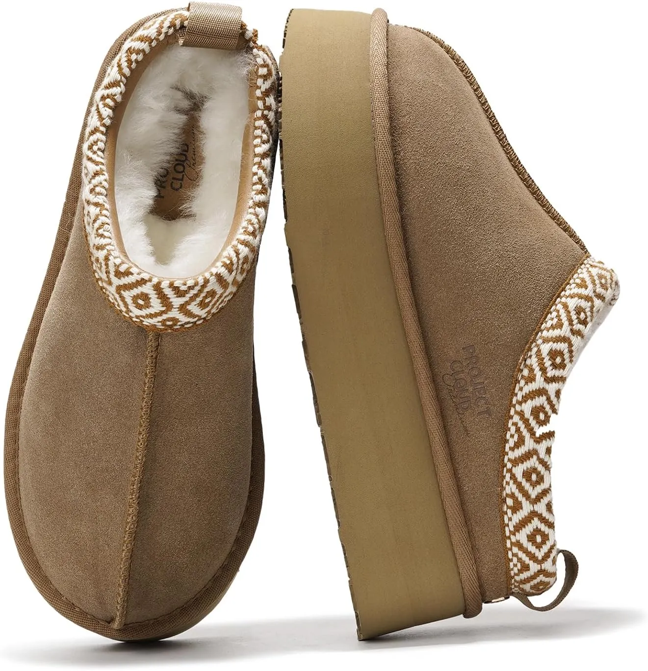 Women's Genuine Leather Platform Slippers - Memory Foam, Non-Slip Clogs by Project Cloud