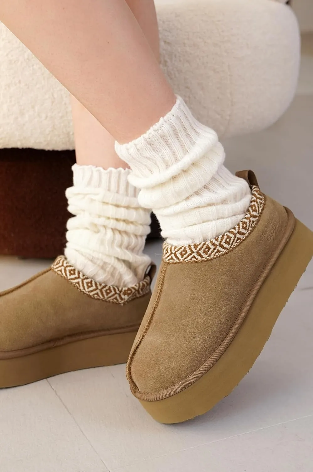 Women's Genuine Leather Platform Slippers - Memory Foam, Non-Slip Clogs by Project Cloud
