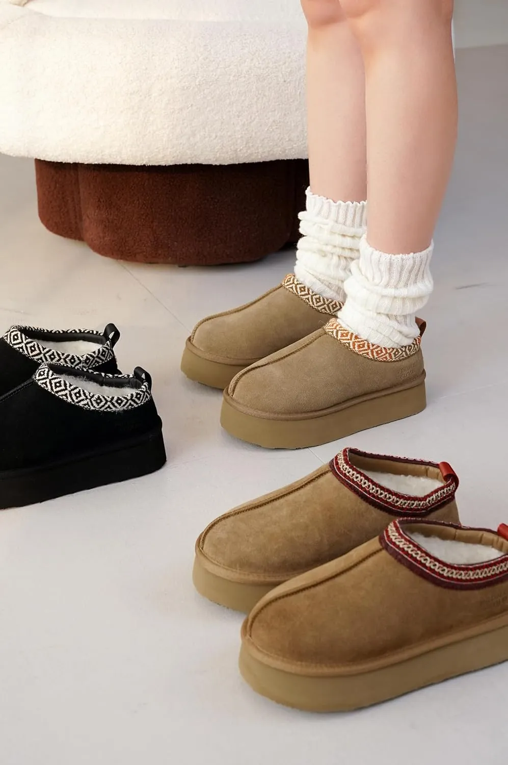 Women's Genuine Leather Platform Slippers - Memory Foam, Nonslip, by Project Cloud (Sayre)