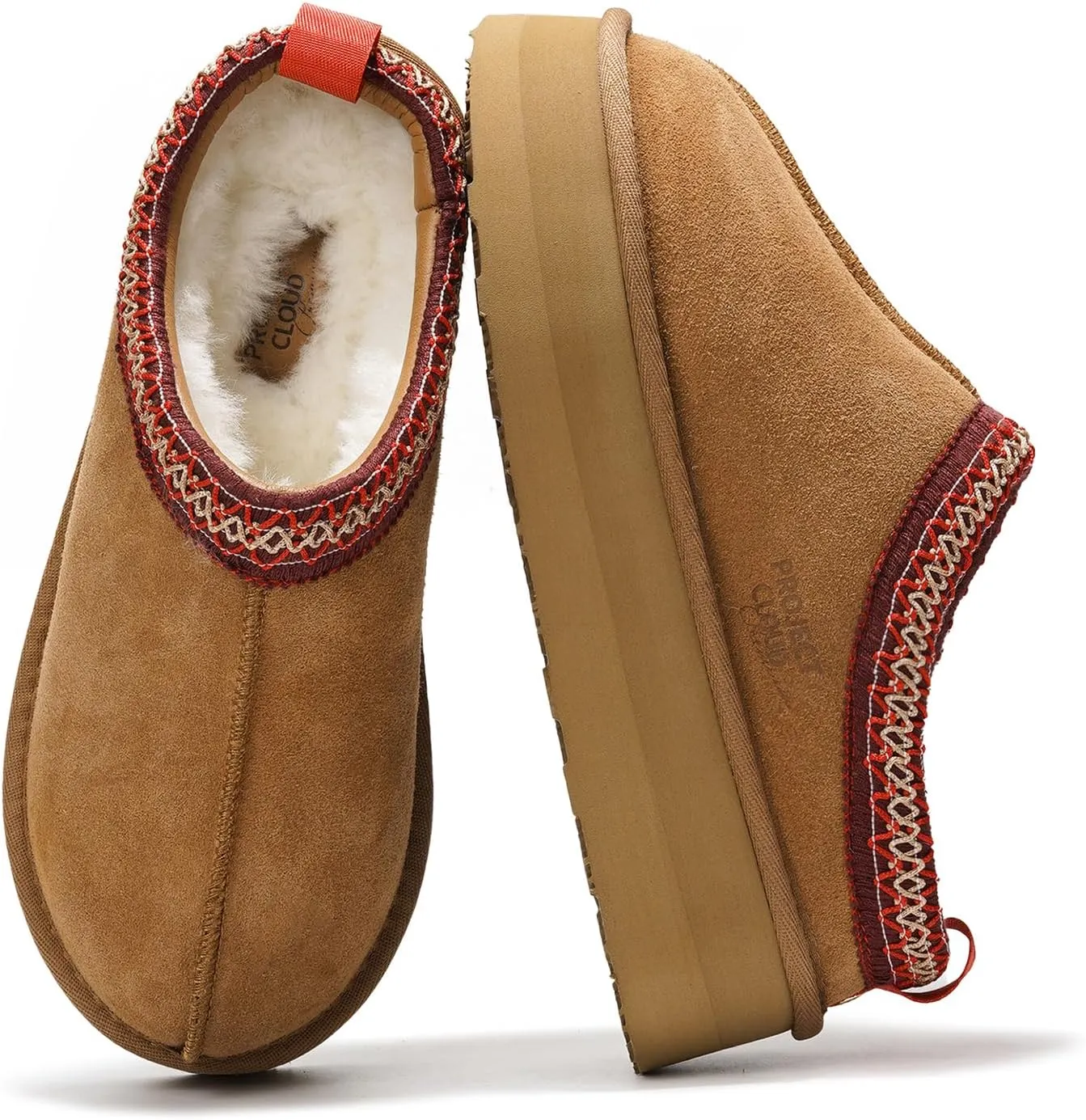 Women's Genuine Leather Platform Slippers - Memory Foam, Nonslip, by Project Cloud (Sayre)