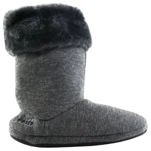 Womens Grosby Plush Fluffy Boot Slippers Grey
