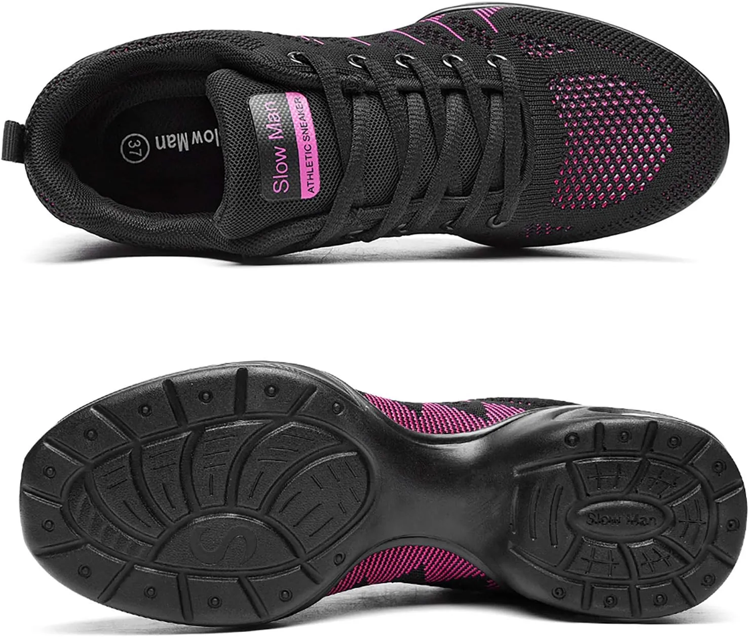 Women's Jazz Shoes Lace-up Sneakers - Breathable Air Cushion Lady Split Sole Athletic Walking Dance Shoes Platform