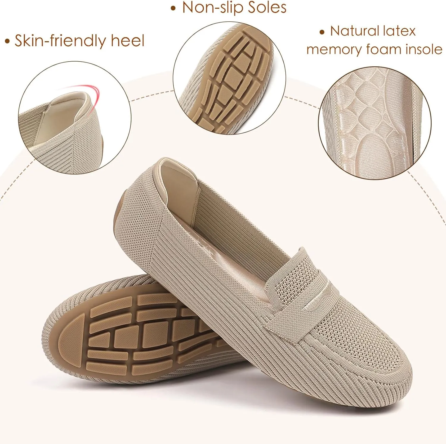 Womens Loafers Comfortable Knit Driving Shoes Washable Casual Work Slip on Loafer