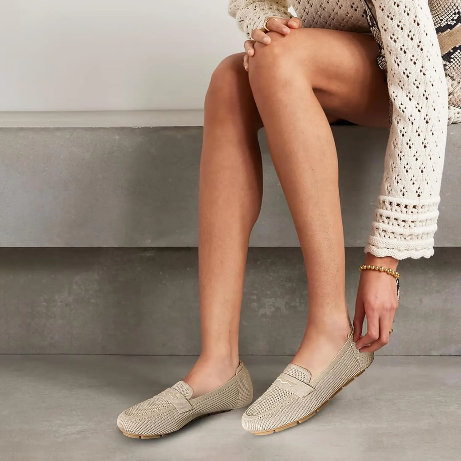 Womens Loafers Comfortable Knit Driving Shoes Washable Casual Work Slip on Loafer
