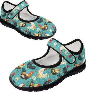 Womens Mary Jane Shoes Sneaker Animals Pattern Non Slip Lightweight Shoes with Magic Sticker for Walking