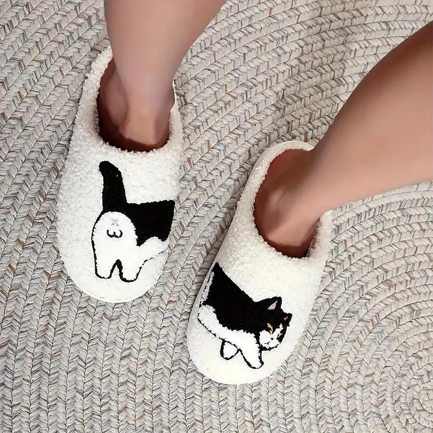 Womens Mens Plant Animal Fruit Slippers Retro Cozy Fluffy Plush Slipper Embroidered printing Warm Memory Foam Indoor Outdoor House Shoes