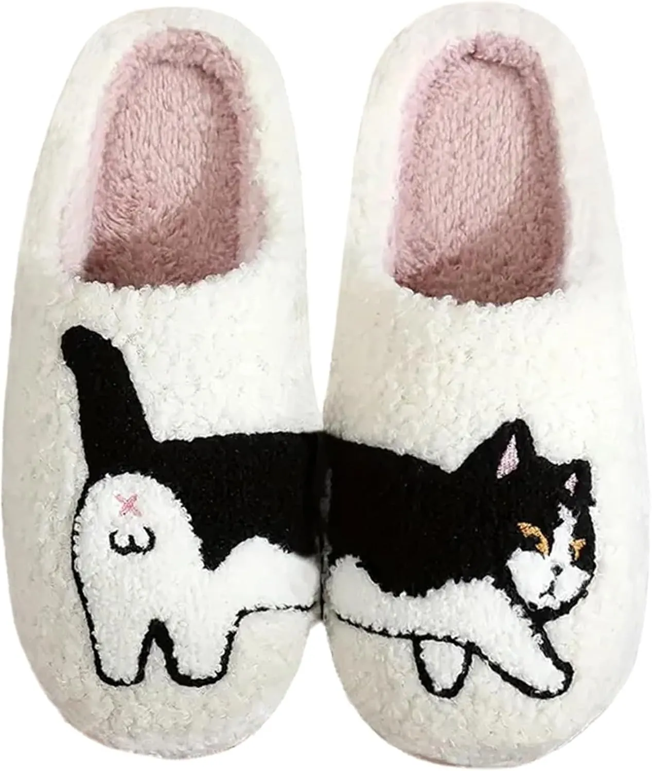 Womens Mens Plant Animal Fruit Slippers Retro Cozy Fluffy Plush Slipper Embroidered printing Warm Memory Foam Indoor Outdoor House Shoes
