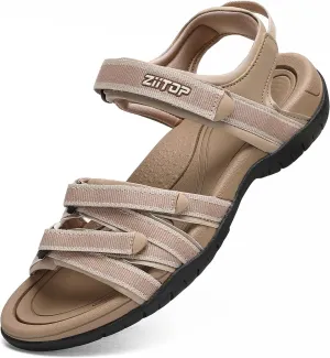 Womens Open Toe Hiking Sandal Women Slip On Sport Walking Sandal Straps with Arch Support Beach Vacation Casual Camping