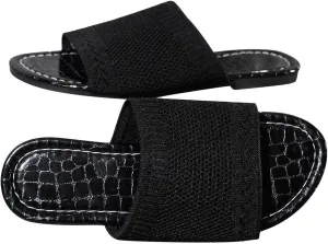 Women's Pearl Weave Wide Width Slide Sandals Comfort Flat Slippers Non-Slip Lightweight Slip On Summer Slides Walking Sandal