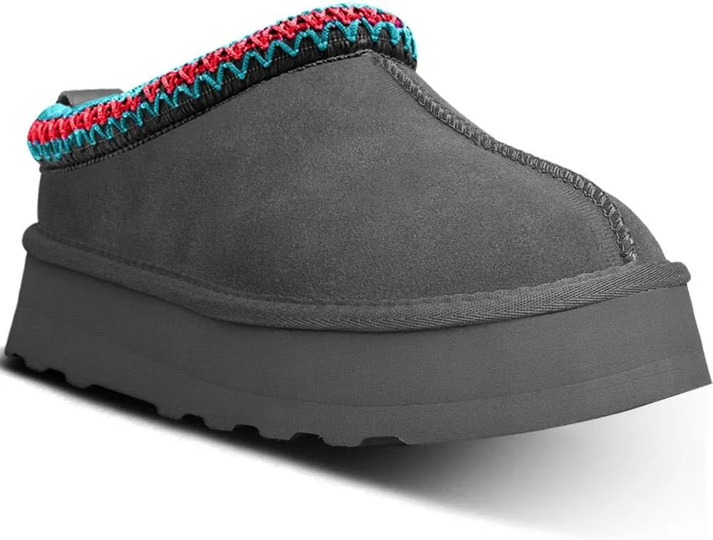 Women's Platform Mini Boots Slippers for Women Indoor Slippers Slip on Fur Fleece Lined Suede Short Ankle Boots