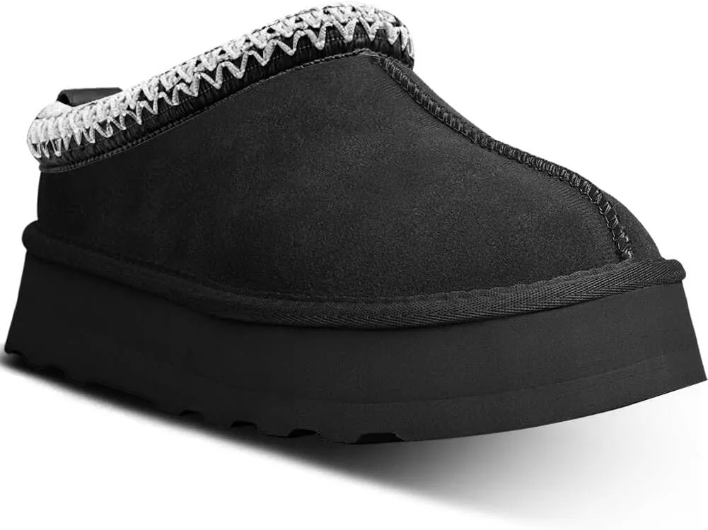 Women's Platform Mini Boots Slippers for Women Indoor Slippers Slip on Fur Fleece Lined Suede Short Ankle Boots