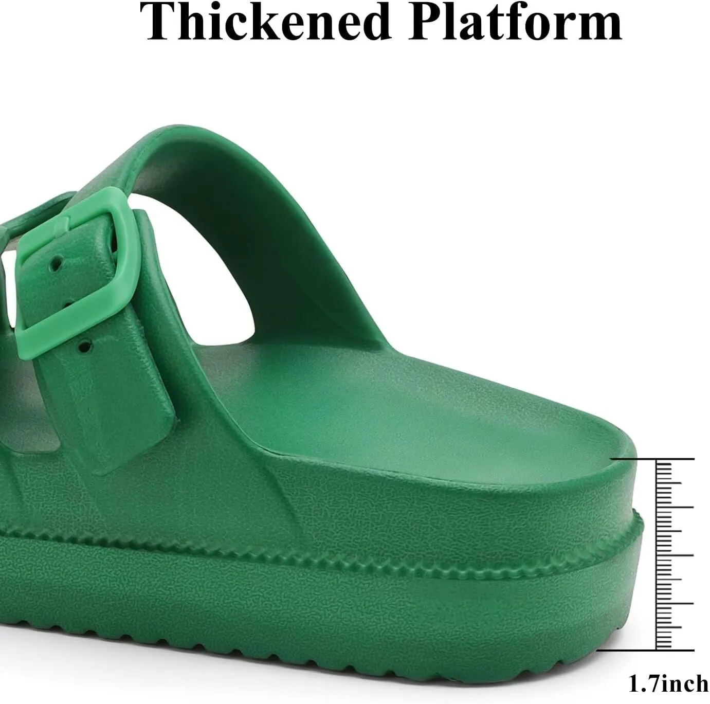 Womens Platform Sandals with Arch Support, Summer Beach Slides Adjustable Buckle, Women Comfort Lightweight Chunky Cushion Slip on H-Strap Sandal