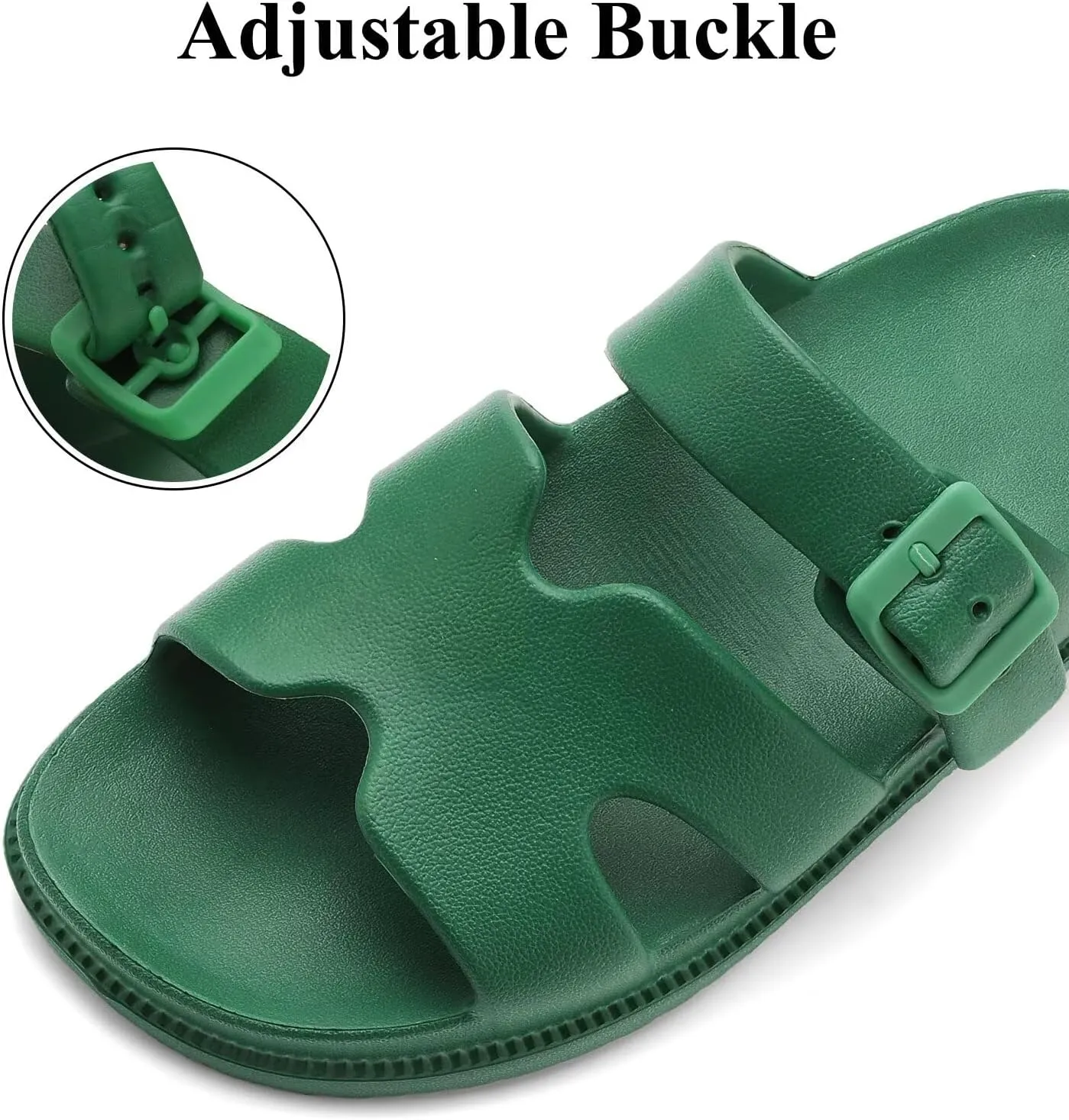 Womens Platform Sandals with Arch Support, Summer Beach Slides Adjustable Buckle, Women Comfort Lightweight Chunky Cushion Slip on H-Strap Sandal