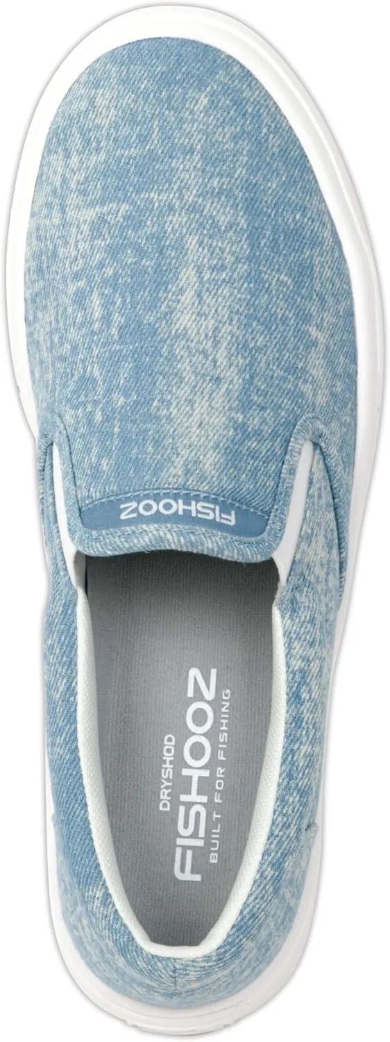 Women's Sunwashed Slip-On Fishing Shoes | Water-Repellent, Pre-Shrunk Nylon/Cotton Blend | Arch Support, Padded Collar, & Sneaker Platform
