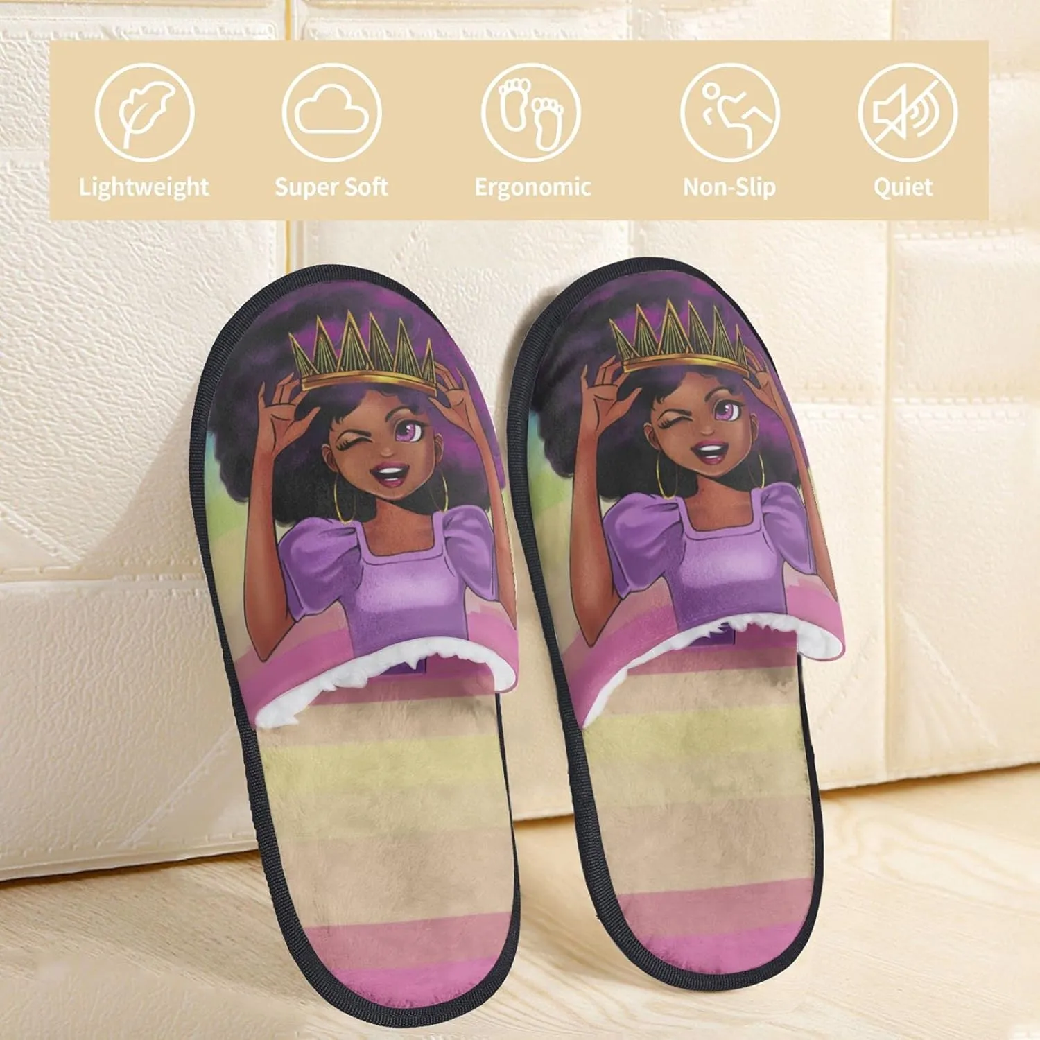 Women's Washable Slippers Padded Sole for Comfort for Home Hotel Spa Bedroom Guests,Hotel,Travel,Funny Slippers Fits Up to Most Adults