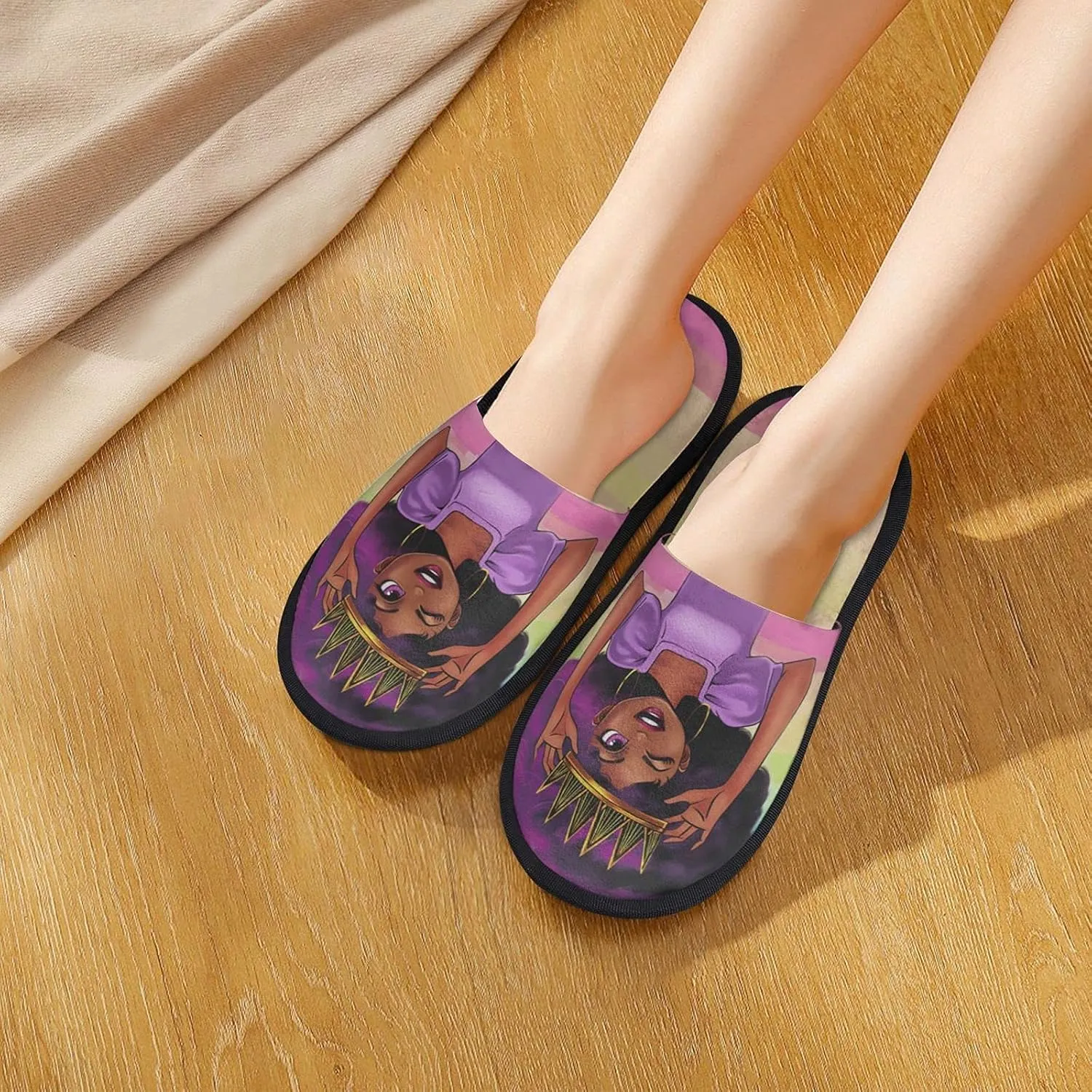 Women's Washable Slippers Padded Sole for Comfort for Home Hotel Spa Bedroom Guests,Hotel,Travel,Funny Slippers Fits Up to Most Adults