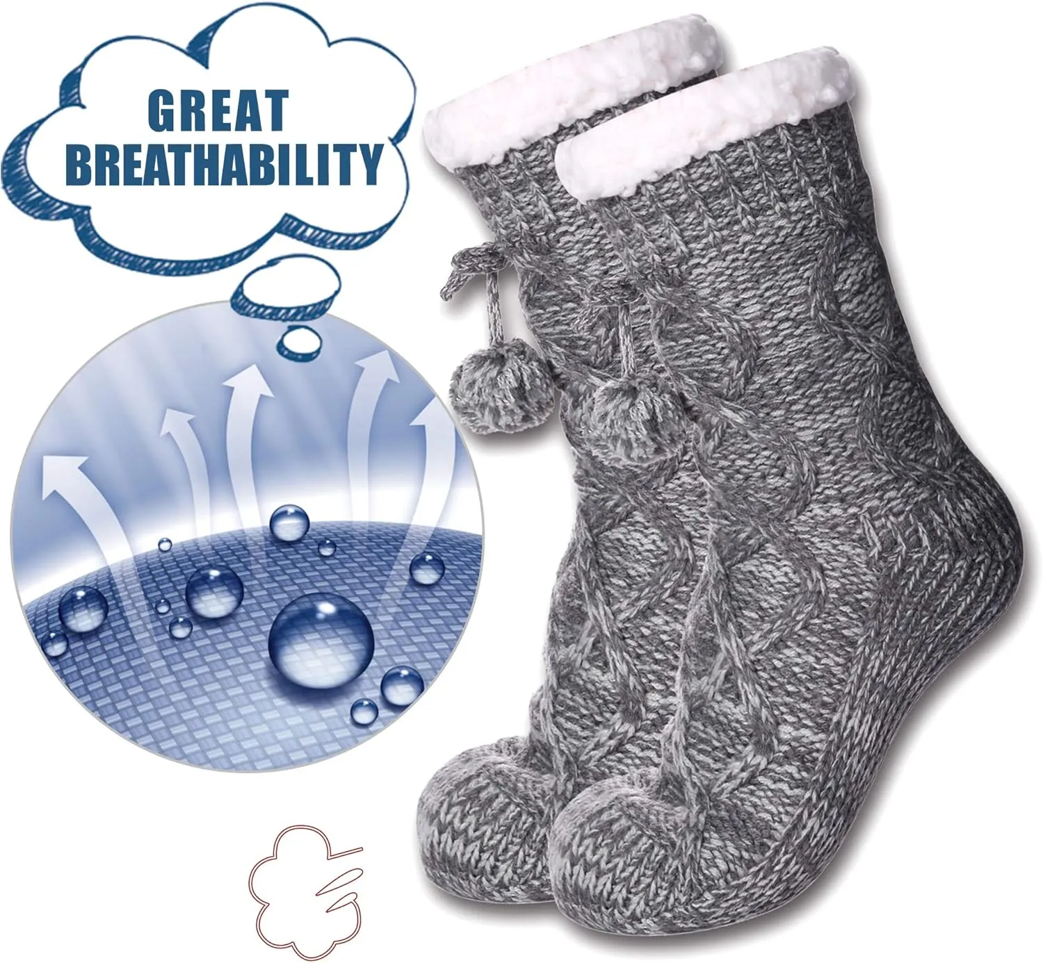 Yebing Womens Non Slip Slipper Socks Winter Warm Soft Cozy Fuzzy Fleece-lined Grippers Home Socks
