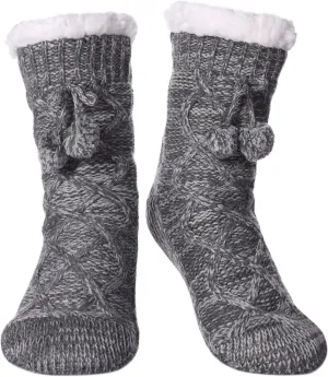 Yebing Womens Non Slip Slipper Socks Winter Warm Soft Cozy Fuzzy Fleece-lined Grippers Home Socks