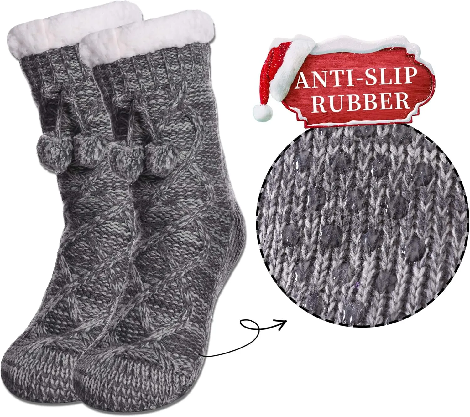 Yebing Womens Non Slip Slipper Socks Winter Warm Soft Cozy Fuzzy Fleece-lined Grippers Home Socks