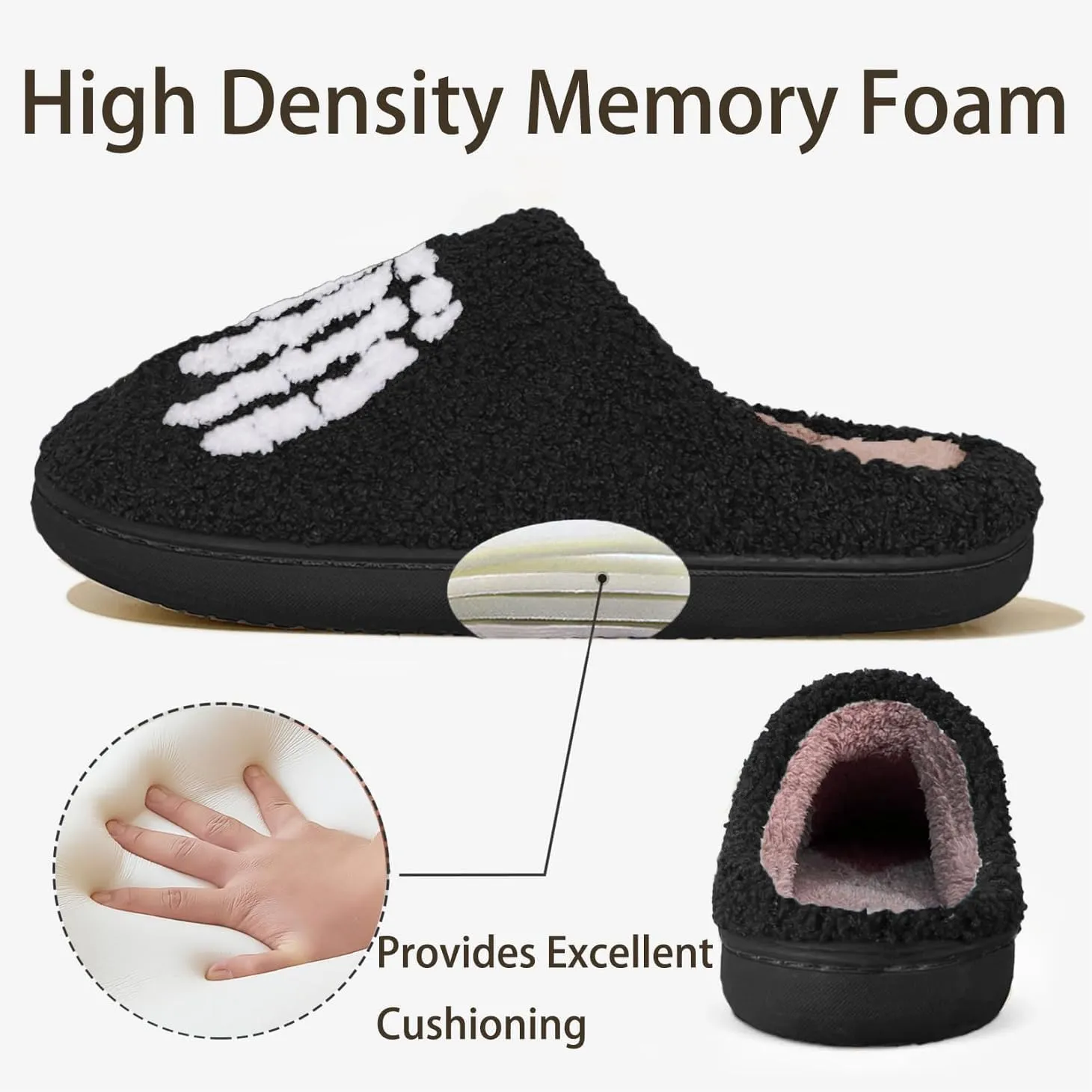 YJEUS Women's House Slippers - Fluffy Plush Memory Foam Indoor Slippers for Ladies