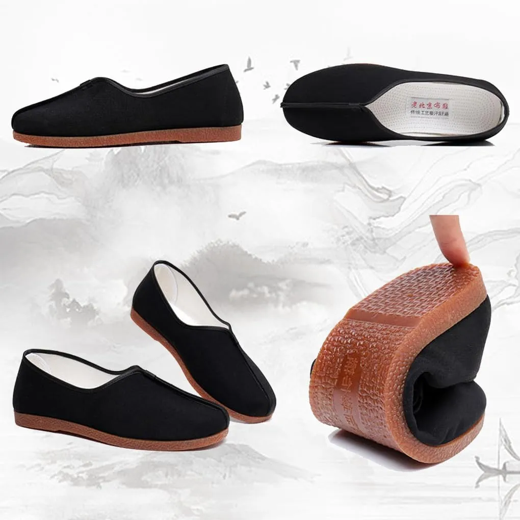 YunPeng Men's Kung Fu Shoes Chinese Traditional Old Beijing Shoes, Anti Slip TPR Sole Martial Arts Tai Chi Shoes Black