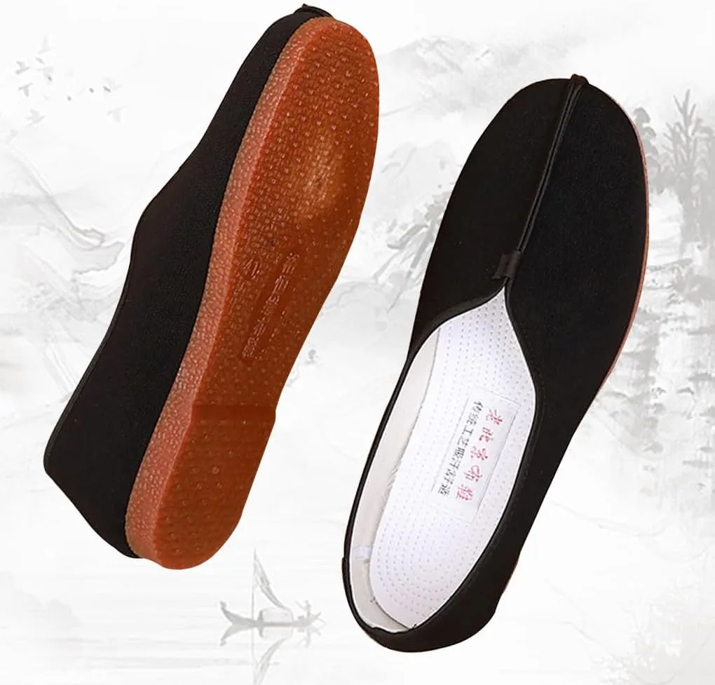 YunPeng Men's Kung Fu Shoes Chinese Traditional Old Beijing Shoes, Anti Slip TPR Sole Martial Arts Tai Chi Shoes Black