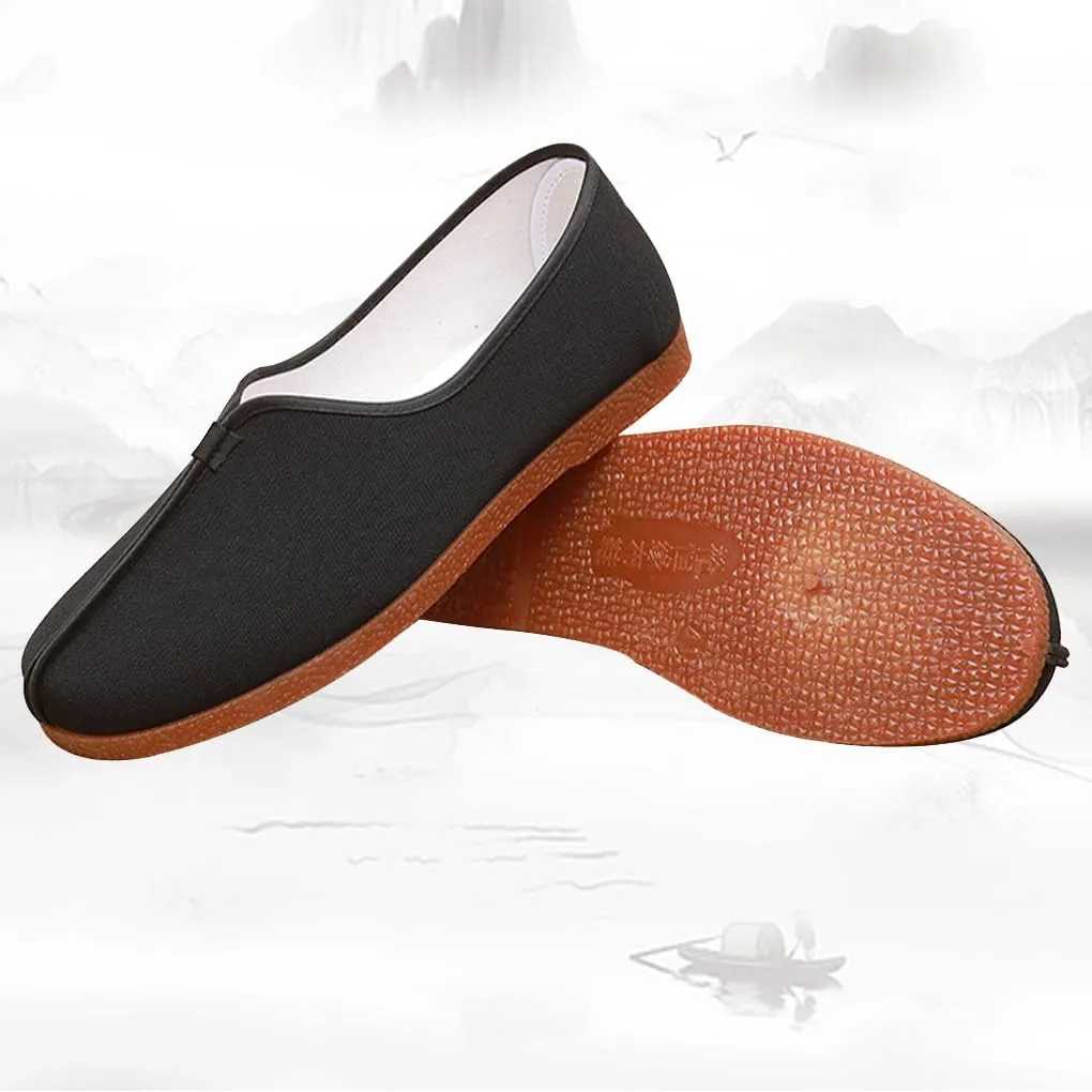 YunPeng Men's Kung Fu Shoes Chinese Traditional Old Beijing Shoes, Anti Slip TPR Sole Martial Arts Tai Chi Shoes Black