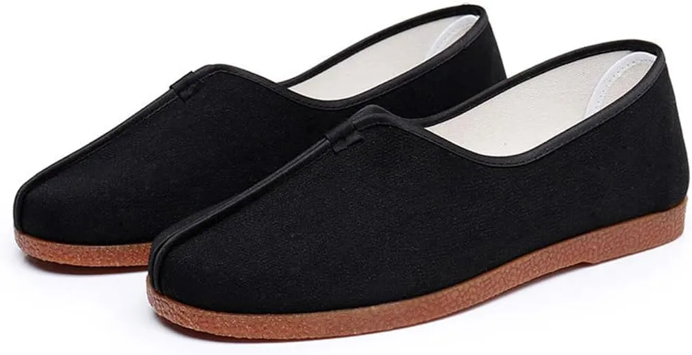 YunPeng Men's Kung Fu Shoes Chinese Traditional Old Beijing Shoes, Anti Slip TPR Sole Martial Arts Tai Chi Shoes Black