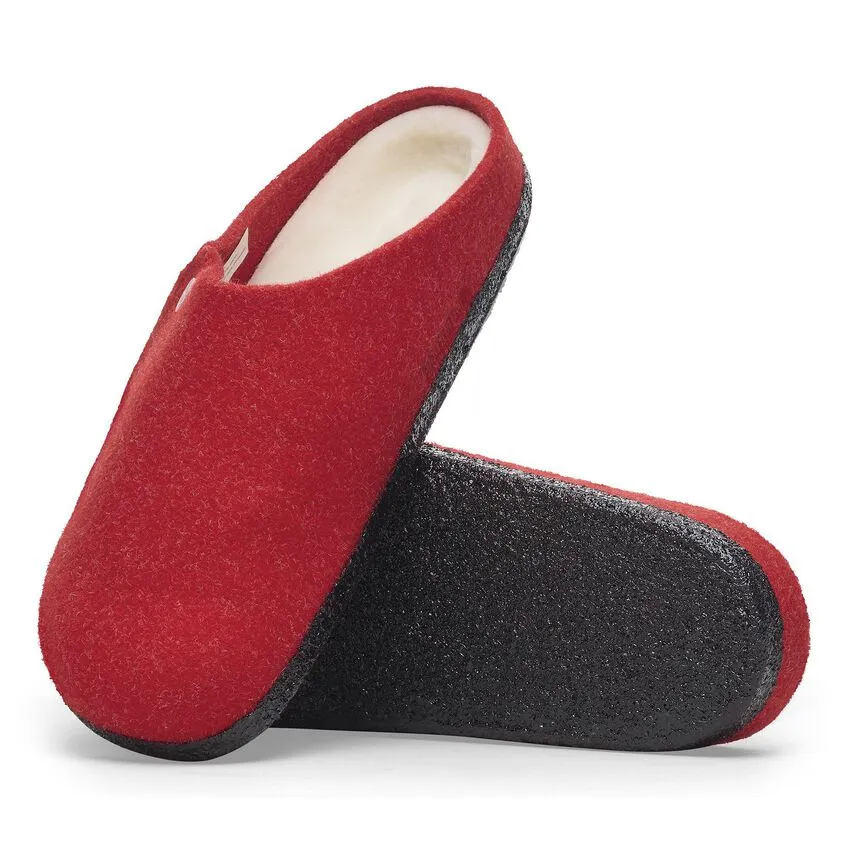Zermatt Shearling Wool Felt Clog - Active Red/Natural