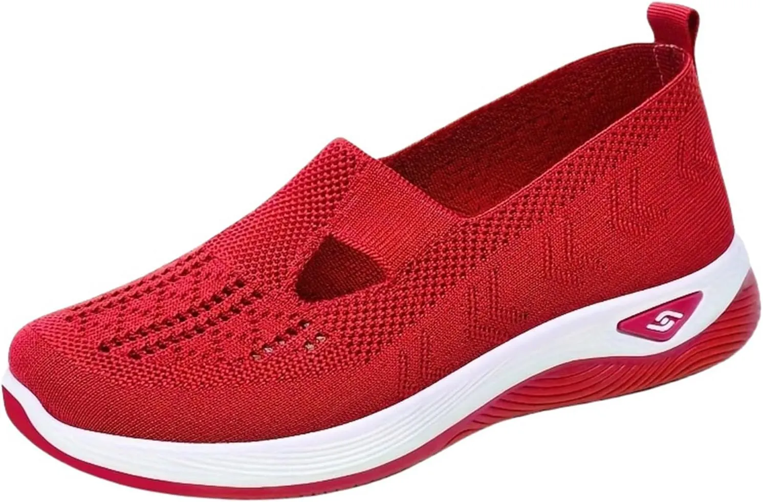 ZWRXW Orthopedic Flats for Women Lightweight Comfortable Arch Support Sneaker Breathable Knitted Soft Non-Slip Mesh Up Footwear Woven Work Walking Shoe
